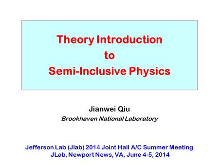 Theory Introduction to Semi-Inclusive Physics