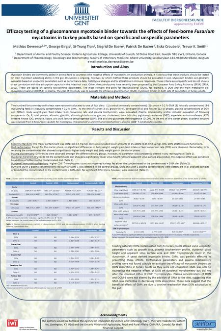 Efficacy testing of a glucomannan mycotoxin binder towards the effects of feed-borne Fusarium mycotoxins in turkey poults based on specific and unspecific.