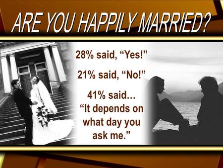 28% said, “Yes!” 21% said, “No!” 41% said… “It depends on what day you ask me.”