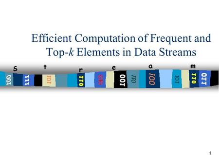 1 Efficient Computation of Frequent and Top-k Elements in Data Streams.