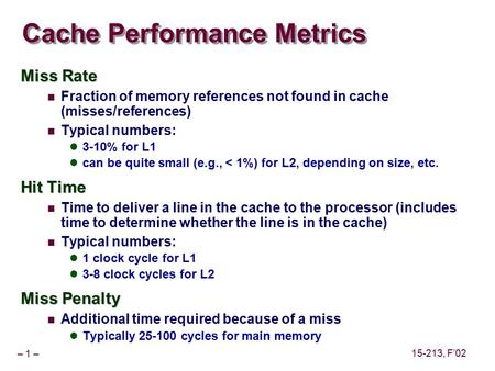 Cache Performance Metrics