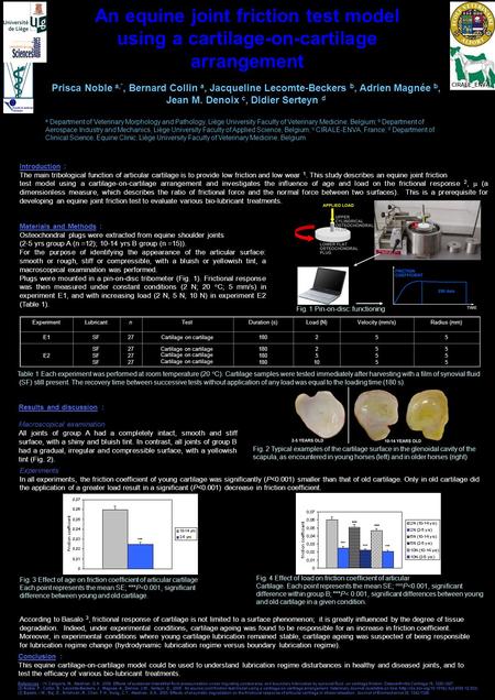 An equine joint friction test model using a cartilage-on-cartilage arrangement Prisca Noble a,*, Bernard Collin a, Jacqueline Lecomte-Beckers b, Adrien.