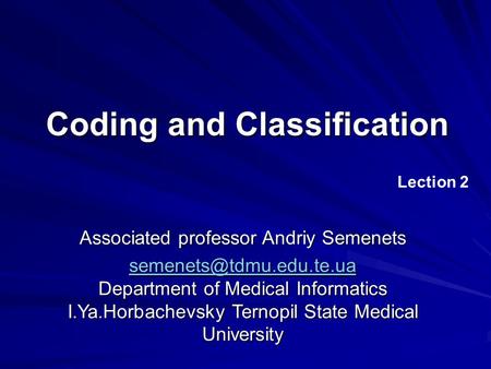 Coding and Classification