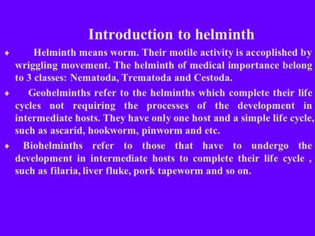 Introduction to helminth