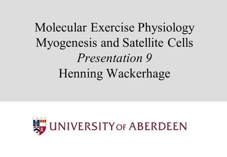 Molecular Exercise Physiology Myogenesis and Satellite Cells Presentation 9 Henning Wackerhage.