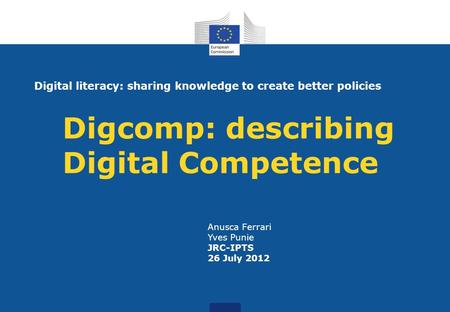 Digcomp: describing Digital Competence