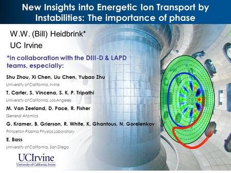 W.W. (Bill) Heidbrink* UC Irvine Shu Zhou, Xi Chen, Liu Chen, Yubao Zhu University of California, Irvine T. Carter, S. Vincena, S. K. P. Tripathi University.