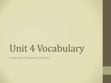 Properties of Algebraic Notation