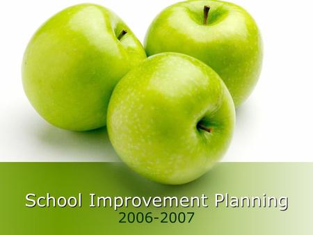 School Improvement Planning 2006-2007. Today’s Session Review the purpose of SI planning Review the components of SI plans Discuss changes to SI planning.