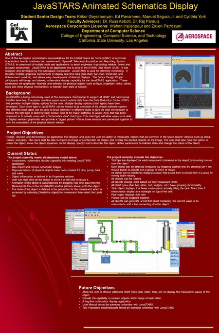 JavaSTARS Animated Schematics Display Abstract One of The Aerospace corporation’s responsibilities for the United States Air Force (USAF) is to provide.