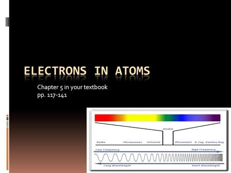 Chapter 5 in your textbook pp. 117-141. Wave Nature of Light  In the early 1900s scientists observed that certain elements emitted visible light when.