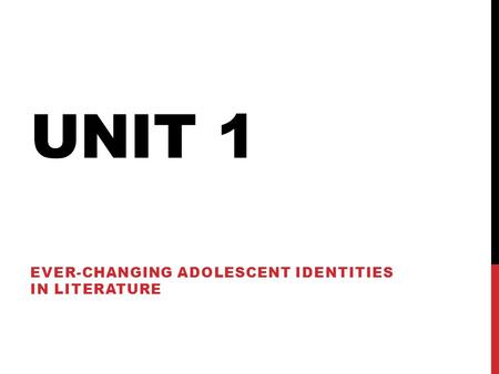 UNIT 1 EVER-CHANGING ADOLESCENT IDENTITIES IN LITERATURE.