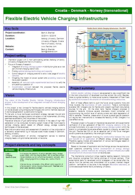 Croatia – Denmark – Norway (transnational) Vision Project elements and key concepts Project summary The vision of the Flexible Electric Vehicle Charging.