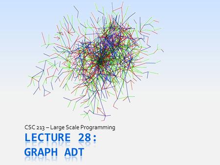 CSC 213 – Large Scale Programming. Today’s Goals  Discuss what is NOT meant by term “Graph”  Why no bar charts, scatter plots, & pie charts mentioned.