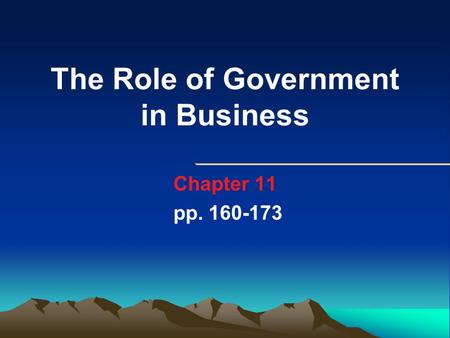 The Role of Government in Business