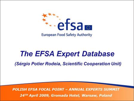 POLISH EFSA FOCAL POINT – ANNUAL EXPERTS SUMMIT