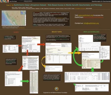 Paper #: 126 EarthChem’s Deep Lithosphere Dataset: Web-Based Access to Mantle Xenolith Geochemistry and Petrology The EarthChem project, an NSF-supported.