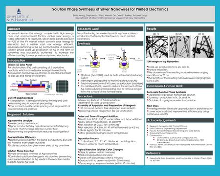 Abstract  Research funded by NSF CMMI-1200544  UNH Chemical Engineering Department  Faculty Advisor Professor Xiawei Teng and Dale Barkey  Graduate.