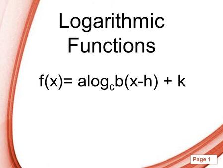 Logarithmic Functions