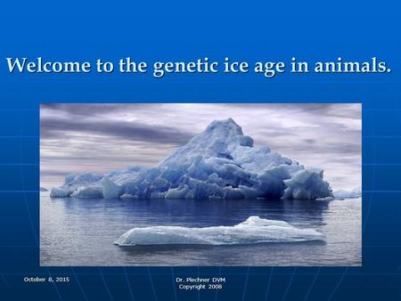 Welcome to the genetic ice age in animals. Dr. Plechner DVM Copyright 2008 October 8, 2015October 8, 2015October 8, 2015.