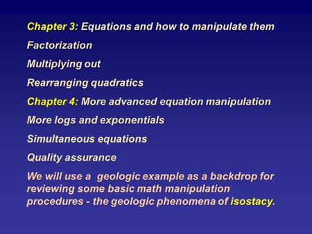 Chapter 3: Equations and how to manipulate them