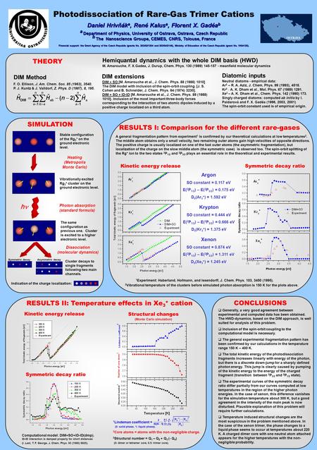 RESULTS I: Comparison for the different rare-gases Xenon SO constant = 0.874 eV E( 2 P 1/2 ) – E( 2 P 3/2 ) = 1.311 eV D 0 (Xe 3 + ) = 1.245 eV 1 Experiment: