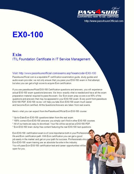 EX0-100 Exin ITIL Foundation Certificate in IT Service Management Visit: