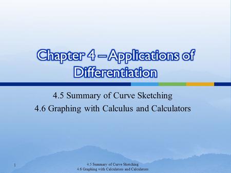 Chapter 4 – Applications of Differentiation