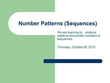 Number Patterns (Sequences)