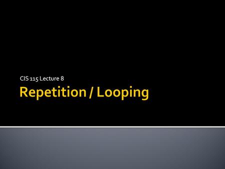 CIS 115 Lecture 8. There are 3 control structures common to most computer languages that determine the flow, or path of execution, of the code:  Sequential.