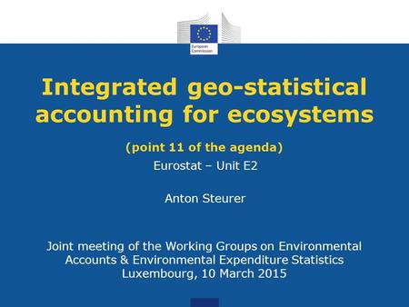 Joint meeting of the Working Groups on Environmental Accounts & Environmental Expenditure Statistics Luxembourg, 10 March 2015 Integrated geo-statistical.