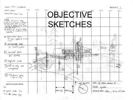 OBJECTIVE SKETCHES For approximately the next hour, you will be given a block of instruction on how to complete an Objective Sketch and be expected to.