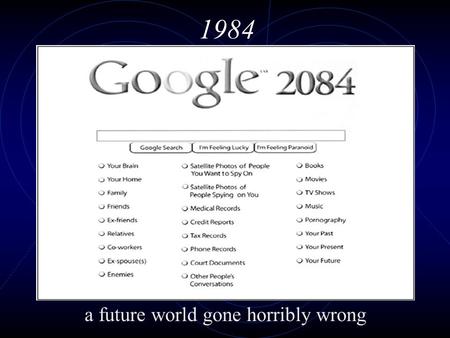 1984 a future world gone horribly wrong. Meet the Author – George Orwell Born 1903 in India, grew up in England After school, joined civil service Was.