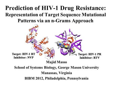 Prediction of HIV-1 Drug Resistance: Representation of Target Sequence Mutational Patterns via an n-Grams Approach Majid Masso School of Systems Biology,