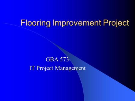 Flooring Improvement Project GBA 573 IT Project Management.