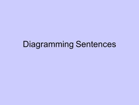 Diagramming Sentences