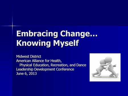 Embracing Change… Knowing Myself Midwest District American Alliance for Health, Physical Education, Recreation, and Dance Physical Education, Recreation,