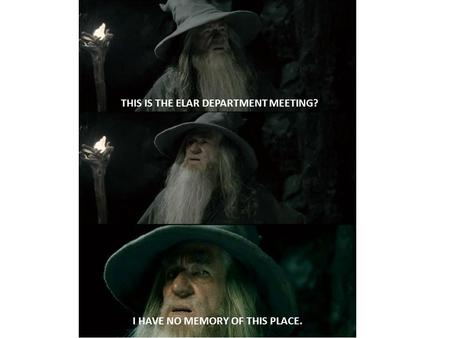 THIS IS THE ELAR DEPARTMENT MEETING? I HAVE NO MEMORY OF THIS PLACE.