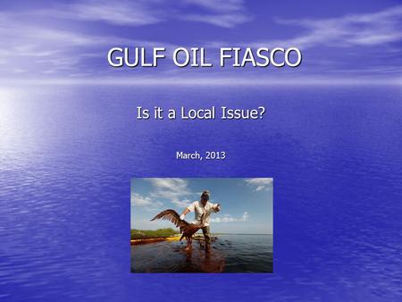 GULF OIL FIASCO Is it a Local Issue? March, 2013.