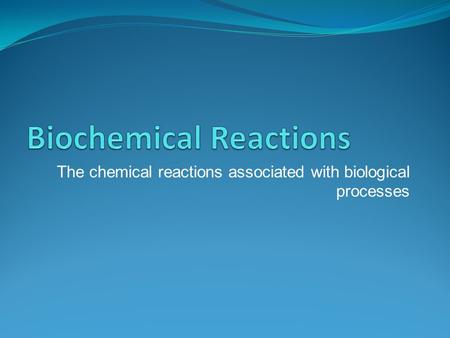 The chemical reactions associated with biological processes.