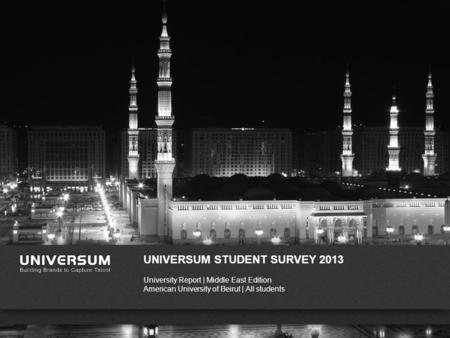 WWW.UNIVERSUMGLOBAL.COM UNIVERSUM STUDENT SURVEY 2013 University Report | Middle East Edition American University of Beirut | All students.