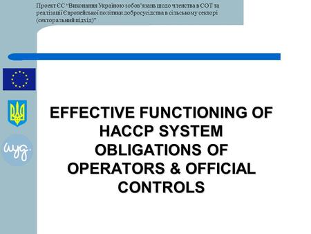 Проект ЄС “Виконання Україною зобов’язань щодо членства в СОТ та реалізації Європейської політики добросусідства в сільському секторі (секторальний підхід)”