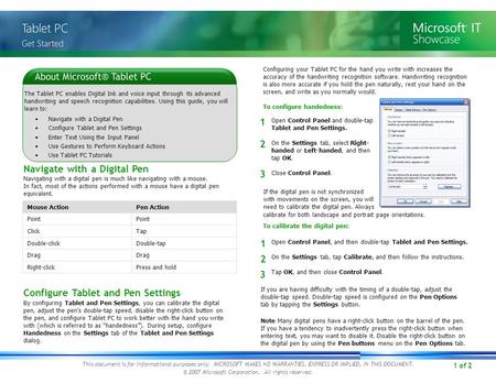 1 of 2 This document is for informational purposes only. MICROSOFT MAKES NO WARRANTIES, EXPRESS OR IMPLIED, IN THIS DOCUMENT. © 2007 Microsoft Corporation.