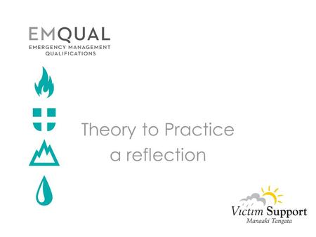 Theory to Practice a reflection. Incident Management Training Setting Standards Putting Standards in Context What else is required for a large scale incident.