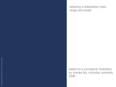 Graphical reproduction based on a conceptual illustration by Charles Tilly (2006) selecting a dissertation topic: range and scope based on a conceptual.