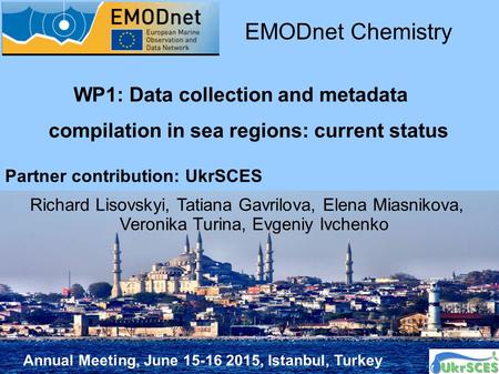 Annual Meeting, June 15-16 2015, Istanbul, Turkey WP1: Data collection and metadata compilation in sea regions: current status EMODnet Chemistry Partner.