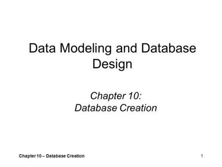 Data Modeling and Database Design