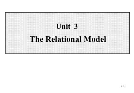 3-1 Unit 3 The Relational Model. 3-2 Wei-Pang Yang, Information Management, NDHU Outline  3.1 Introduction  3.2 Relational Data Structure  3.3 Relational.