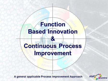 Function Based Innovation & Continuous Process Improvement A general applicable Process Improvement Approach.