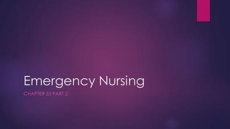 Emergency Nursing CHAPTER 33 PART 2. 2 Clinical Signs of Pain  Vocalization  Depression  Anorexia  Tachypnea  Tachycardia  Abnormal blood pressure.